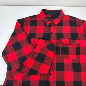 Stoic Mens Flannel Shirt Red Black Buffalo Plaid Long Sleeve Button Up Size XL
